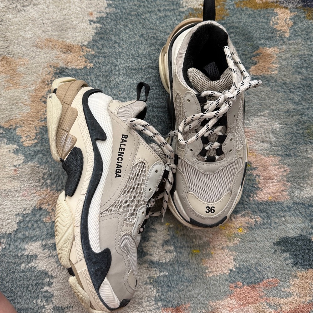 Balenciaga Triple S Sneakers in Beige, Blue and Cream